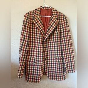 Men's Checkered Blazer - Red and Cream